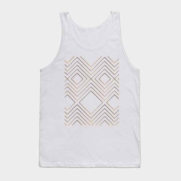 Modern golden Gatsby pattern white Tank Top by carolsalazar